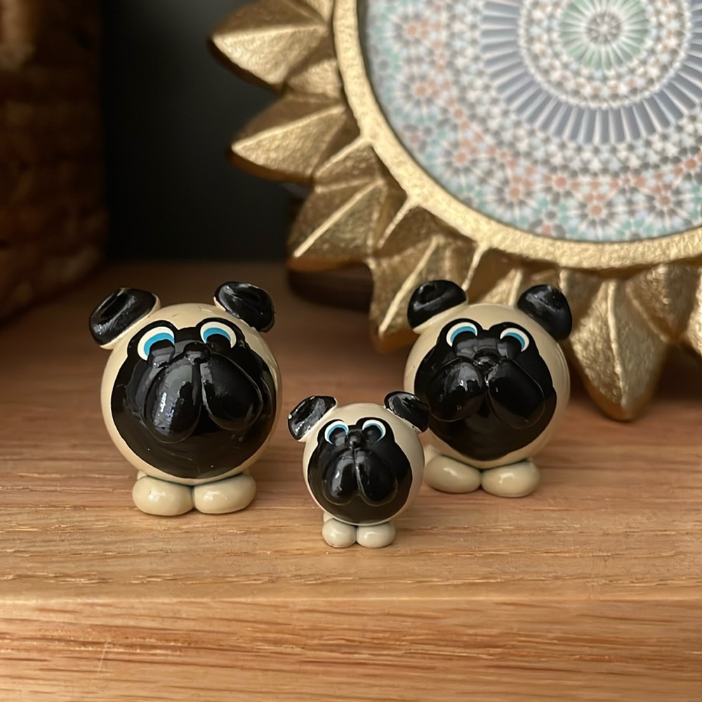 Pug Mini Collectible Figurines - Puppy Dog Marble Set - Miniature - Collection
